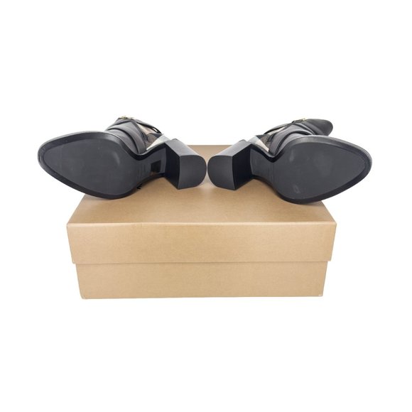 Burberry Pryle Leather & House Check Mid-Heel Ankle Boots - Picture 6 of 6